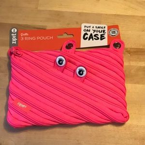 Put a smile on your case 3 ring pouch. Hot pink.